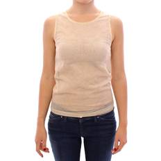 Dolce & Gabbana Beige Tank Tops Dolce & Gabbana Beige Sleeveless Cotton Top Tank Women's Blouse