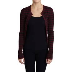 Dolce & Gabbana Cardigans Dolce & Gabbana Black Red Striped Viscose Cardigan Sweater IT38