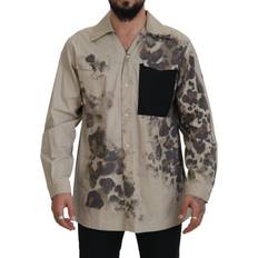 Dolce & Gabbana Beige Shirts Dolce & Gabbana Beige Camouflage Cotton Long Sleeves Shirt IT40