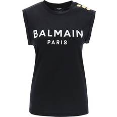 Balmain Women Tops Balmain Black 3-Button Tank Top