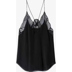 Seta Canottiere Zadig & Voltaire Noir Silk Lace Trip Slim Top