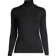 Donna - Rayon Maglioni Lands' End Rollkragenshirt aus Baumwoll/Modalmix, Damen, Größe:48-50 plus, Schwarz, Baumwolle/Elasthan/Baumwolle Modal, Schwarz