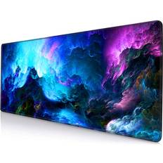 SANWUMIAN Gaming Mouse Pad, Large Non-Slip Rubber Base Mousepad, Keyboard Mouse Mat, Desk Pad with Stitched Edges, 31.5x11.8inch, Dazzling Galaxy