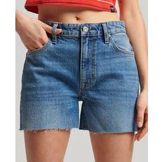 Superdry Women Shorts Superdry Medium Waisted Cropped Shorts - Blau