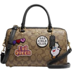Coach Disney X Rowan Satchel In Signature Canvas With Patches - Gold/Khaki Multi