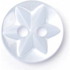 Milward Buttons Size 10mm, 2 Hole, Star Pattern, Pearl Blue, Pack of 8