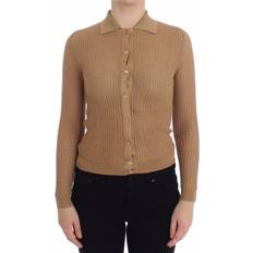 Dolce & Gabbana Cardigans Dolce & Gabbana Beige Knitted Cotton Polo Cardigan Sweater IT36