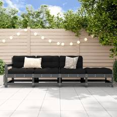 Square Outdoor Lounge Sets vidaXL Grey Solid Wood Pine Garden Outdoor Lounge Set