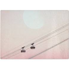 East Urban Home Tempered Glass Cable Car to the Moon Chopping Board