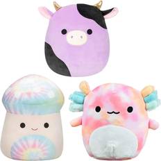 Toys Squishmallows Squishmallows 5" Set of 3 Alexie The Purple Cow, Kervena The Tie Dye Mushroom, and Aksel The Axolotl Mini Plush Officially Licensed Kellytoy Plush Gift for Kids, Girls & Boys 5 Inch