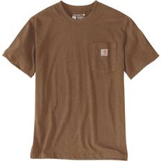 Carhartt Marron T-shirts Carhartt K87 T-Shirt Manches Courtes épais Poche Coupe décontractée Utilitaire de Travail