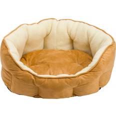 House of paws Small Happy Pet Tan Faux Sheepskin Brown Oval Dog Bed