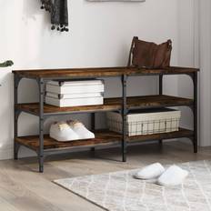 vidaXL Shoe Bench Smoked Oak 100 x 38.5 x 49 cm