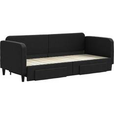 vidaXL Daybed with Extension Black Soffa 223cm 3-sits