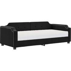 vidaXL Daybed Black Canapé 223cm Canapé 3 Places