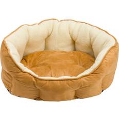 House of paws Extra Large Happy Pet Tan Faux Sheepskin Brown Oval Dog Bed