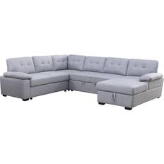 Sleeper sofa with storage U Shape Sectional Sleeper Sofa with Storage Chaise Light Grey Sofa 118" 6 Seater