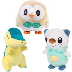 Toys Jazwares Pokémon Legends: Arceus Starters Plush 3-Pack, 8" Rowlet, Cyndaquil & Oshawott Stuffed Animal Toys Officially Licensed Gift for Kids