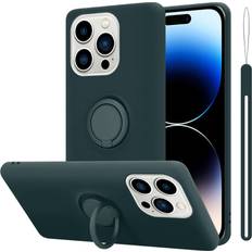 Cadorabo Hülle für Apple iPhone 14 PRO im TPU Liquid Ring Silicone Case Style iPhone 14 Pro Smartphone Hülle, Grün
