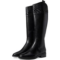 Cole Haan Women Riding Shoes Cole Haan Women's Hampshire Woven-Trim Riding Boots Black Leather