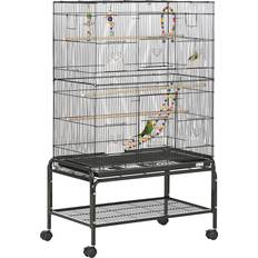 Pets Pawhut Black Bird Cage with Stand