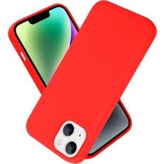 Cadorabo Hülle für Apple iPhone 14 PLUS im TPU Liquid Silicone Case Style iPhone 14 Plus Smartphone Hülle, Rot