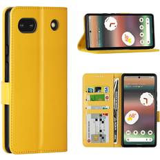 Wallet Cases Eastcoo for Google Pixel 6A Wallet Case, Premium PU Leather Flap Wallet Case with ID&Credit Card Pockets, [Wrist Strap Magnetic Closure][ Built-in Kickstand] for Google Pixel 6A Phone case Yellow