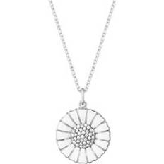 Georg Jensen Necklaces Georg Jensen Daisy Sterling Silver Diamond White Enamel Necklace