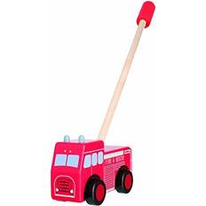 Orange Tree Toys Vintage Fire Engine Push Along Toy Push Pull Along Toys 1 Year Olds,Toddler Wooden Toys,Perfect 1st Birthday Gifts for Boy,Girl Early