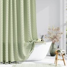Dynamene 78 Inch Boho Tufted Shower Curtain