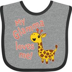 Black Drool Bibs Inktastic My Glamma Loves Me- Cute Giraffe Baby Bib