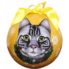 Plastic Christmas Tree Ornaments E&S Pets Tabby Cat Multi-color Shatter Proof Ball Christmas Tree Ornament