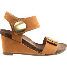 Nubuck Heeled Sandals Cashott A/S Damen CASALBERTA Velcro Button Nubuck Heeled Sandal, Brandy