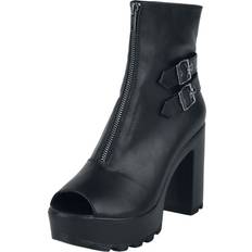 Snøring Ankelstøvletter Black Premium by EMP Goth Støvler Peep-toe ankel boot med glidelås til Damer svart