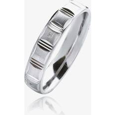 Diamond - Men Rings T.H.Baker Mens 9ct White Gold 5mm Diamond Set Etched Court Wedding Ring WG28/5R100W 9W HSI Silver