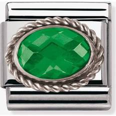 Nomination Stainless Steel Jewellery Nomination CLASSIC Silvershine Ornate Settings Oval Green Charm 330604/027