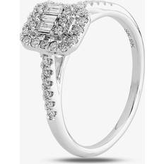 Pure Brilliance 9ct White Gold 0.35ct Multi-cut Diamond Square Cluster Ring THR24393-33 Silver