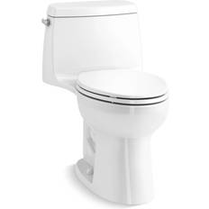 Toilets Kohler K-30812 Santa Rosa ContinuousClean Comfort Height 1.28 GPF One-Piece Compact Elongated Toilet with Revolution 360 Flushing Technology White White