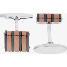 Stainless Steel Cufflinks Fred Bennett Rose Gold Striped Steel Cufflinks V503