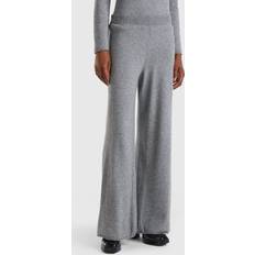 Cachemira Pantalones United Colors of Benetton Light Gray Wide Leg Trousers In Cashmere And Wool Blend, M, Light Gray, Women