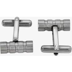 Stainless Steel Cufflinks Thomas Henry Matte Groved Barrel Cufflinks TCUFF017 Silver