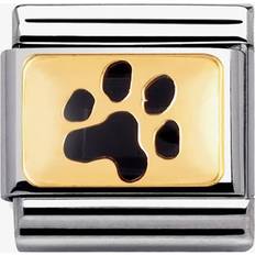 Stainless Steel Charms & Pendants Nomination CLASSIC Gold Animals of the Earth Paw Print Charm 030284/47 Black