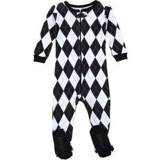 Leveret Kids Footed Cotton Pajama Argyle Black and White Year