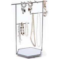 Men Jewelry Storage Mango Steam Hexagon Jewelry Tower Display Stand for Bracelets & Necklaces Silver