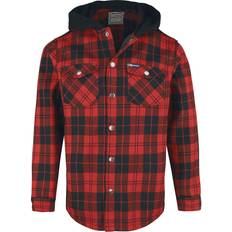 A quadri Giubbotti Goodyear Rockabilly di Bonded Flannel Polar Fleece Jacket - Uomo - Rosso