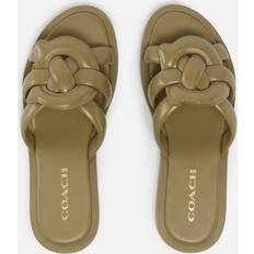 Coach Green Sandals Coach Women's Georgie Leather Slider Sandals