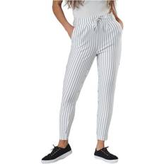 Blanc Pantalons Only Poptrash Easy Rush Stripe Pnt White Female