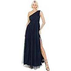 Anaya Anaya with Love Damen Womens Ladies Maxi One Cold Shoulder Dress with Slit Split Sleeveless Prom Wedding Guest Bridesmaid Ball Evening Gown Kleid, Navy Blue