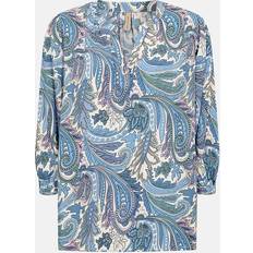 Soyaconcept Oberteile Soyaconcept Split-Neck Shirtbluse 7/8 Arm - Blau