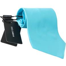 Dolce & Gabbana Men Bow Ties Dolce & Gabbana Light Blue Wide Mens Necktie Accessory 100% Silk Tie